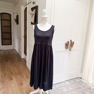 FRYE Womens Black Sleeveless Button Front Midi Tank Dress with Pockets Size M